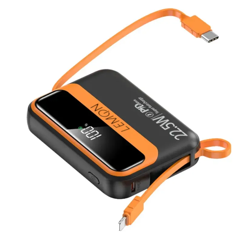 Powerbank 10000 mAh 22,5W PD z wbudowanymi kablami